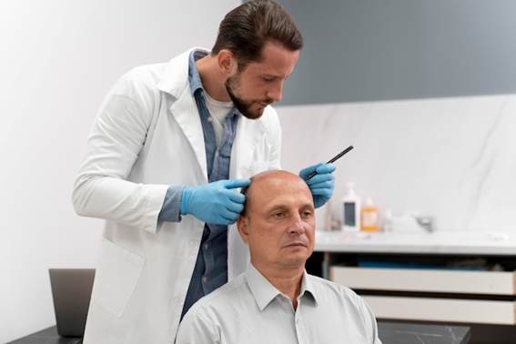 Arzt Spuren Linie zur Berechnung der für die Haartransplantation Kosten